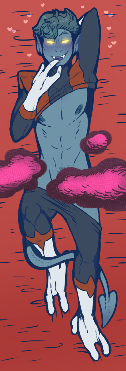 dcsart:  COMMISSIONA fun pic of Nightcrawler I might end up making into a cute lil two sided bookmark sometime, but we’ll see! I’m just really into the idea of body pillow-esq designs on bookmarks and the like. (Since making actual body pillows is