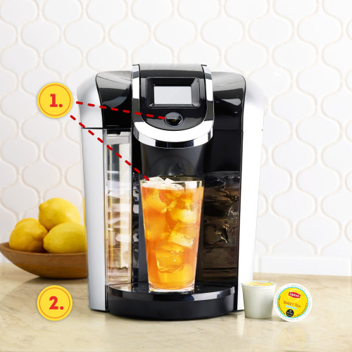 How to make Lipton® Iced Tea in two easy steps: 1.) Load a Lipton® Iced Tea K-Cup®  pod into your Ke