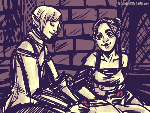 womenofthedas: destinyapostasy: tsyele​ said: Sera and Dagna baking cookies! How about eating cookie