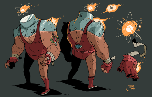 jouste:  Brute-onium! It’s that muscular molecule Brute-onium! Capable of wrestling with chemicals on an atomic level, this newly discovered endomorphic element can take down every other particle in the ring! Suplexing strontium, and even putting Hydrogen