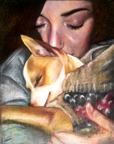 eatsleepdraw:
“Chihuahua hug, a pet portrait original artwork by Karen Marie Coleman. 16 x 20, acrylic, ink, and watercolor on board
”