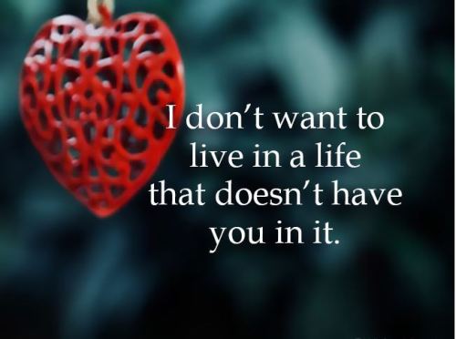 I don’t want to live in a life that doesn’t have you in it.