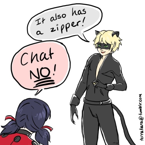 dzamie: terratara:   Chat Noir has what every girl in the world wants, pockets. This comic is 100% in character and no one can tell me otherwise.   Chat YES  Aren’t these characters underage as fuck or am I thinking of something else?