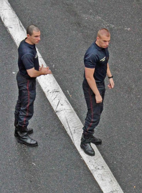 highwaytothebears:  cumslutnyc:  Holy shit, arrest me, already. Like, share, follow @ www.cumslutnyc.tumblr.com  They are not policemen !!! They are french firemen in Paris ! … We love them !