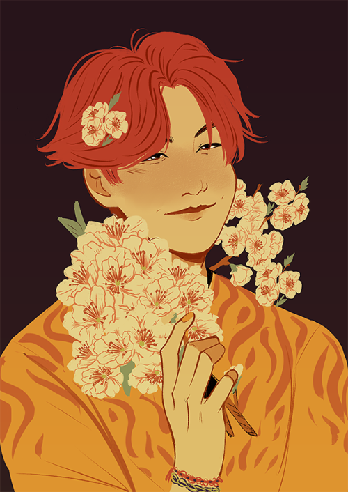 BTS and Flowers - Namjoon: Angelica (Inspiration)-Hoseok: Almond (hope)-Seokjin: Chinese Chrysanthem