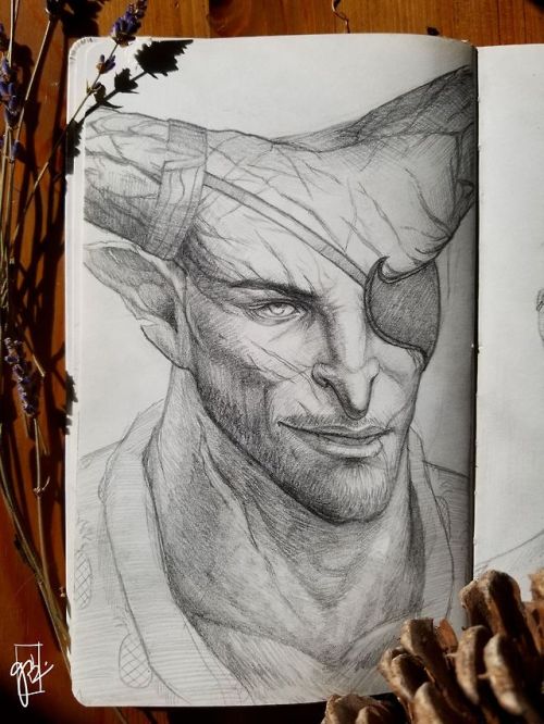 catalystcrisis:(Sketchtober cont.): Iron BullMy favorite Qunari repping the Hawaiian shirts and sand