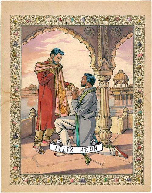 &ldquo;Indian Proposal.&rdquo; A painting of love and impending nuptials in India. Available as a pr