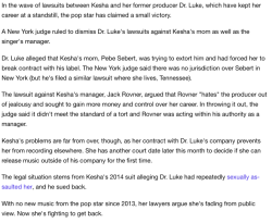 leanbardodecrepito: sadly it’s still not all over for Kesha 