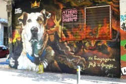

New graffiti in Psyri, Athens in memory of Loukanikos, the Riot Dog