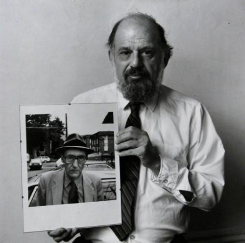 galateadunkel: Allen Ginsberg with his own portrait of William S. Burroughs, New York, NY, 1986.&nbs