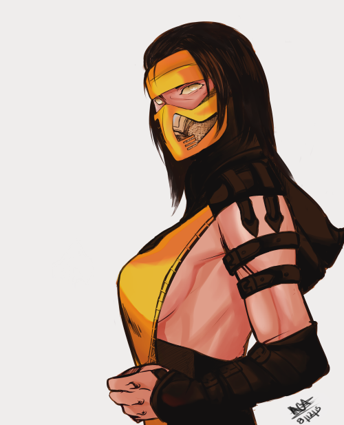 bmore18artblog:  Mortal Kombat X: Female!Scorpion finally finished. (To the follower who asked, sorry I lied). Please do like and reblog :) Made in Sai. About 2 hrs 