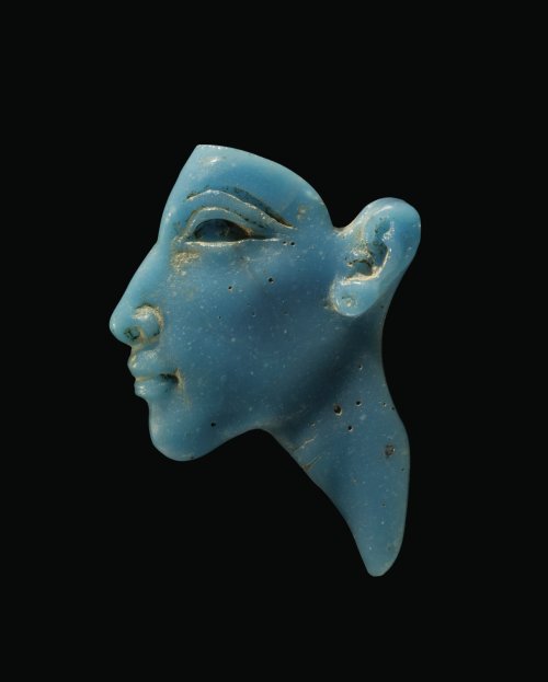 arinewman7:Portrait Inlay of Pharaoh Akhenaten Eighteenth dynasty of EgyptTurquoise Glass Inlay abou