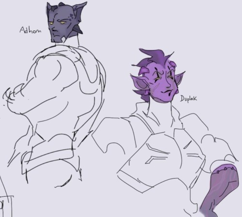 Concept art of various purple bastards from over the years. Adhom is @snozzleys‘ brain child.