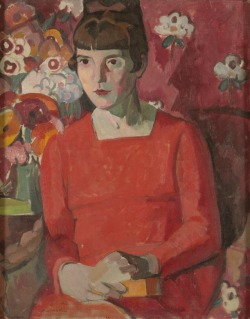 terminusantequem:  Anne Estelle Rice (American, 1877-1959), Portrait of Katherine Mansfield at Looe in Cornwall, 1918. Oil on canvas, 63,5 x 50,8 cm