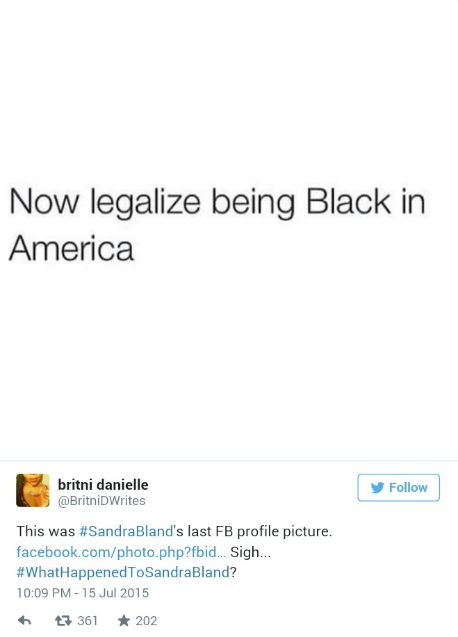 mariposatraicion3ra:  darvinasafo:  Sandra Bland as it seems was just like us. She