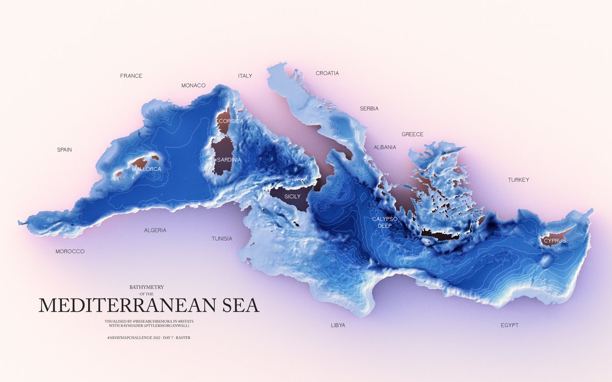 Bathymetric map of the Mediterranean Sea. by - Maps on the Web