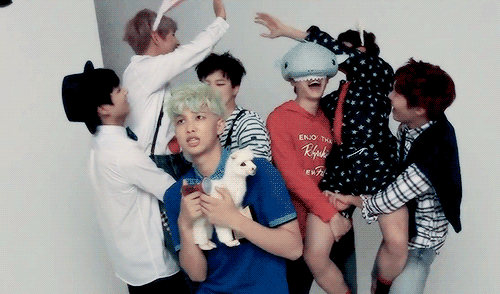 That moment Rapmonster is terrified for his life😂😂 while V keeps chest bumping Jimins face👌🏻