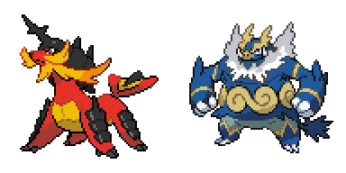 I feel as though Samurott looks much better in the red than Emboar looks in the blue.