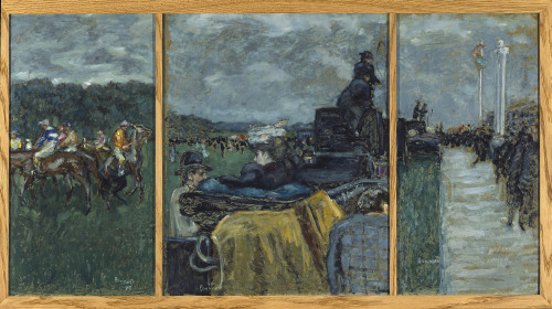 Les Courses à Longchamp = The Races at Longchamp (triptych)Pierre Bonnard (French; 1867–1947)1897Oil