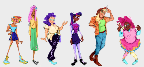 my human take on the mane 6! lgbt hcs for funsies under the cutrainbow: nb lesbian (he/she/ze)flutte