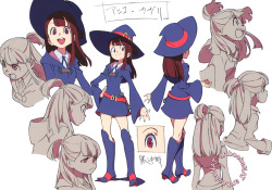 artbooksnat:  Little Witch Academia (リトル ウィッチ アカデミア) Full-color character designs for Little Witch Academia, illustrated by Yoh Yoshinari (吉成曜) were included in the March 2013 issue of Animestyle Magazine (Amazon Japan),