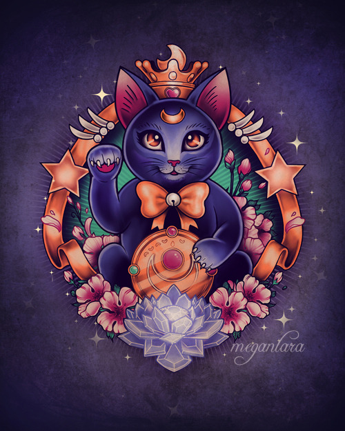 pandagorawr:  meganlara:  Maneki Luna by Megan LaraGrab the shirt, print or sticker!I wanted to draw Luna as a “lucky cat.”  I just picked the Sailor Moon imagery that made the best composition to go around, because there is SOOOOO much fun stuff