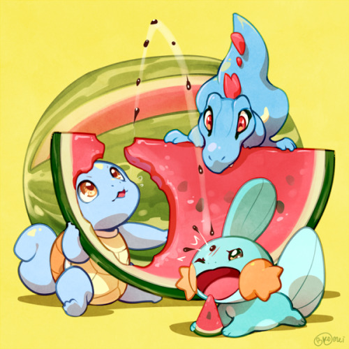 Foodie Pokemon Parties!Please do not repost!Redraws from 2016: Grass || Fire || Water