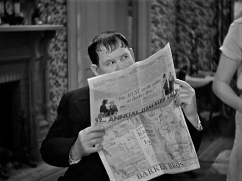 Laurel & Hardy in 1932′s “Their First Mistake”.(1 of 3) Ollie is married and Stan lives across t