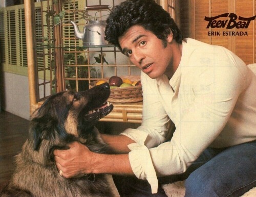 Erik Estrada with his adopted dog Don’t Cry, c. 1970s