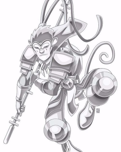 Sun Wukong #characterdesign made for a Spanish #gamebook - #diseñodepersonaje para el #librojuego El