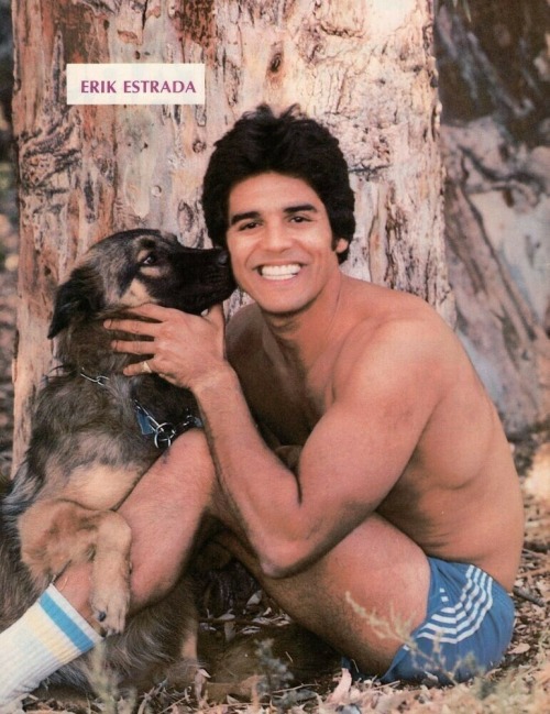 Erik Estrada with his adopted dog Don’t Cry, c. 1970s