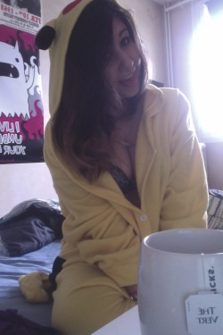 tinyp0tato:  my pikachu onesie came in the