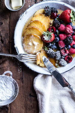 Yummyinmytumbly:  Sweet Buttered Polenta Pancakes With Fresh Summer Berries