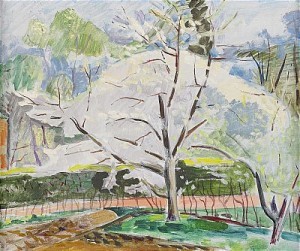 The blossoming fruit tree   -   Isaac  GrünewaldSwedish  1889-1946oil on panel, 46x54 cm (apprx. 18x