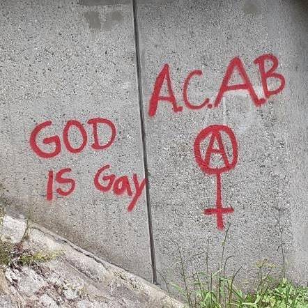 “God is Gay! ACAB” Seen in Titisee-Neustadt, Germany