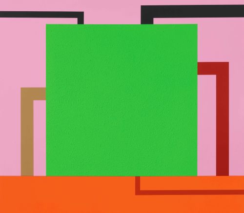 Total RecallPeter Halley (American; 1953–)1990Acrylic, Day-Glo paint, Roll-A-Tex on canvasPrivate co