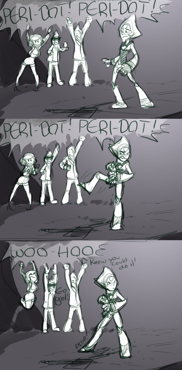 crappiestfanartblogever:  Getting Peridot friends, check. Getting Peridot a moral compass… work in progress.Also, I made it over 1000 followers! This is amazing you are all amazing.