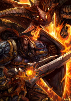 falkoen:Varian Wrynn vs Dragon by SiaKim