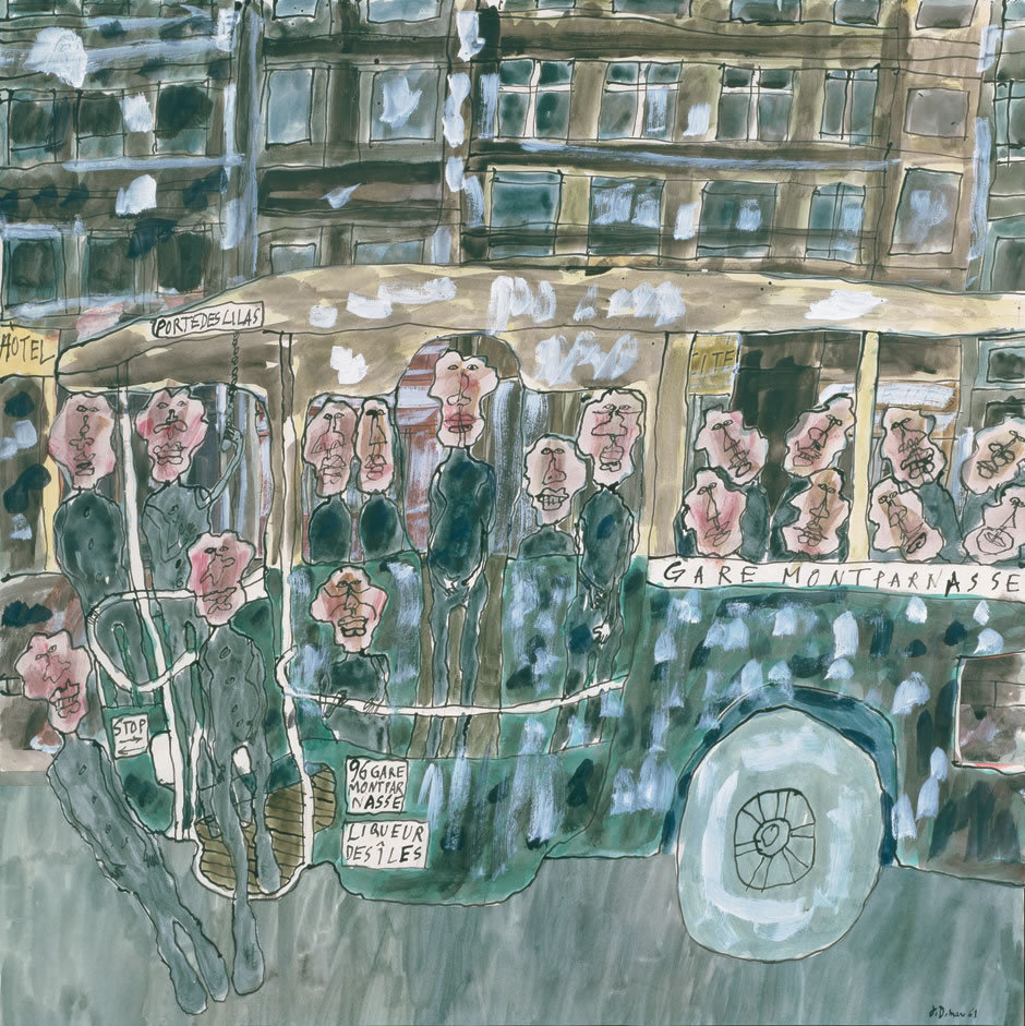 Jean Dubuffet – Autobus Gare Montparnasse (gouache, 1961)