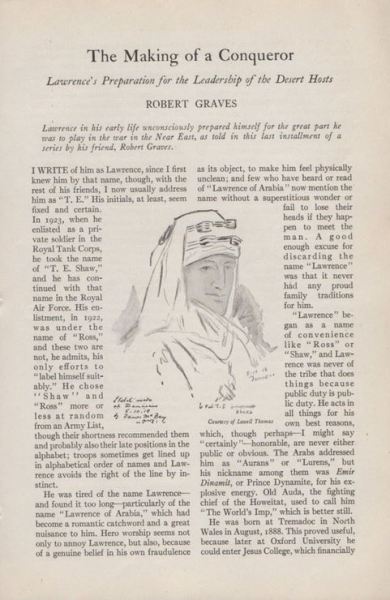 A 1928 magazine article about T.E. Lawrence.