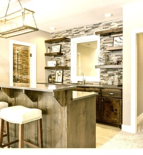 Galley - Transitional Home Bar Mid-sized Transitional Galley Porcelain Tile And Gray Floor Seated Home