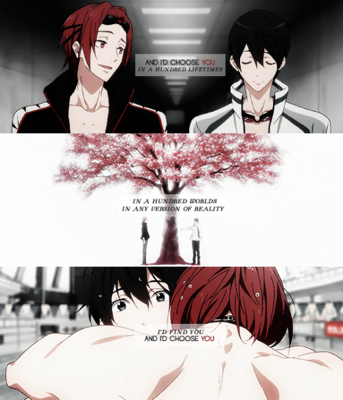 rinsuokah:RinHaru Week - Day 3: Magnetism↳ Blue - Red string of fate “ I do believe in fate and dest
