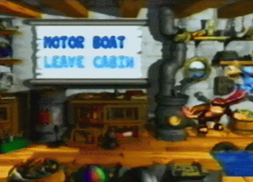 suppermariobroth:In the promotional trailer for Donkey Kong Country 3 shown at E3 1996, a scene in Funky’s Rentals can be seen. Funky appears to be using his surfing animation from Donkey Kong Country 2. Looking closely, however, a difference from the