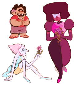 creepyknees:  i couldn’t think of a good theme on the spot for a su sticker sheet so of course i ended up choosing flowers…  steven: pink carnation for a mother’s love, daisies and dandelions for purity and innocence  garnet: ivy for wedded love,