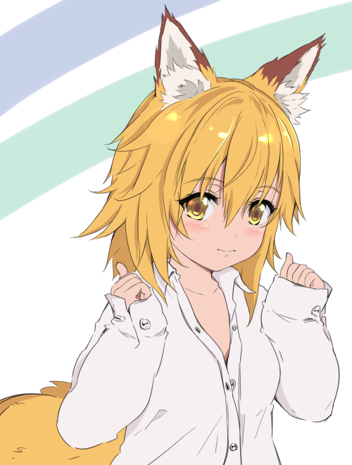 Kitsune Senko San im white shirt: The Helpful Fox Senko-san anime drawing  [Artist: Moji] 