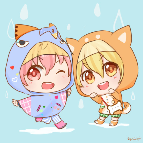 wearing raincoat ~