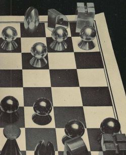 endthymes:  part of a silver chess set by Man Ray 