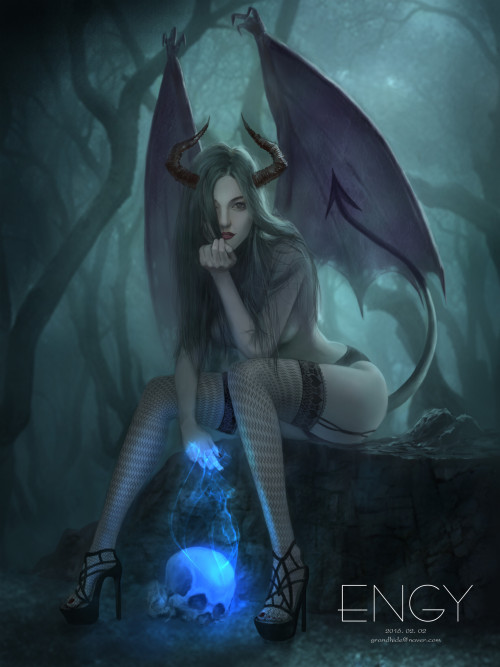 naughtyhalloweenart: Succubus by Engy Jeong