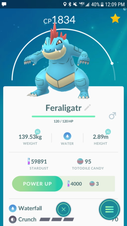 Caught the feraligatr fully evolved on community day with the larvitar