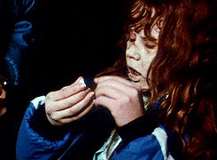 thezeen:  sixpenceee:  Because you just need this gifset of Linda Blair having her demonic contacts inserted on the set of The Exorcist   i heard she went crazy after filming this movie 